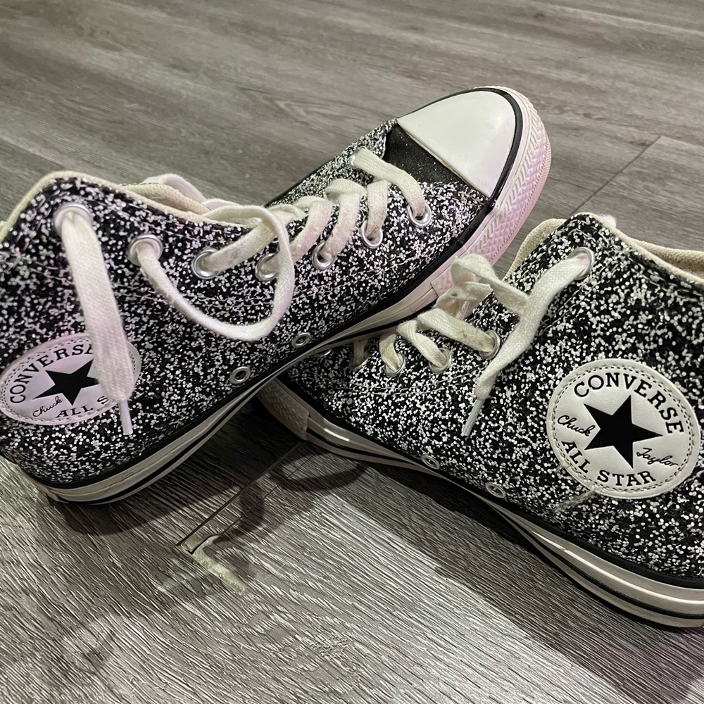 B&W glitter Converse W Sz 8